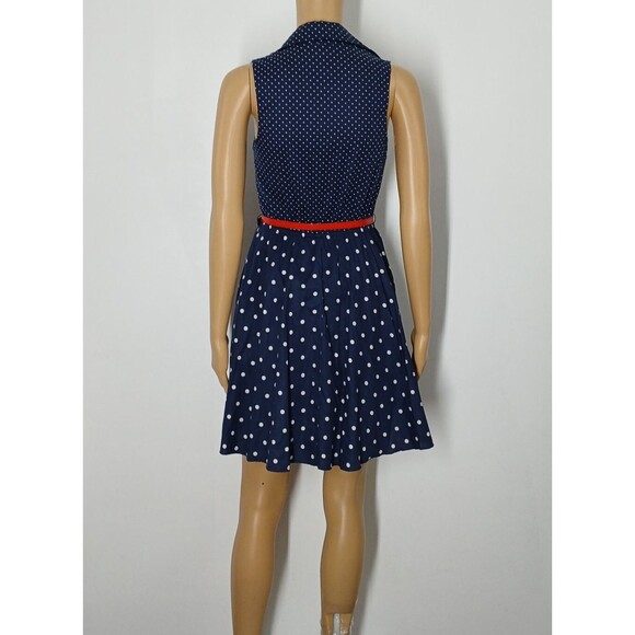 Rue 21 Women's Size Small Polka Dot Blue Belted Ruffles Mini Dress Pullover - Picture 5 of 9